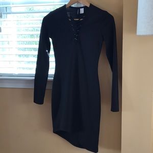 Black asymmetrical bodycon dress